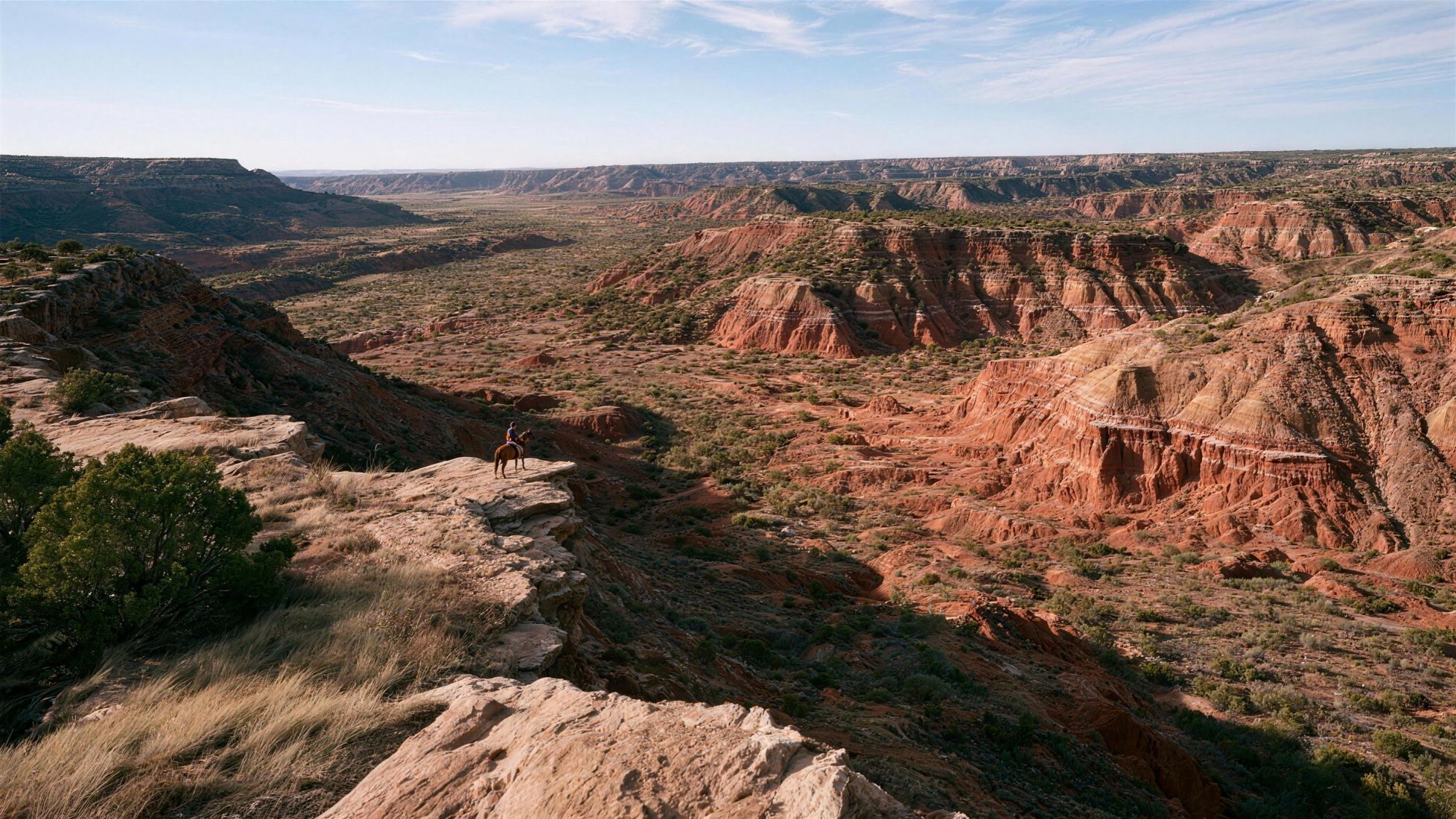 A red canyon at dawn.